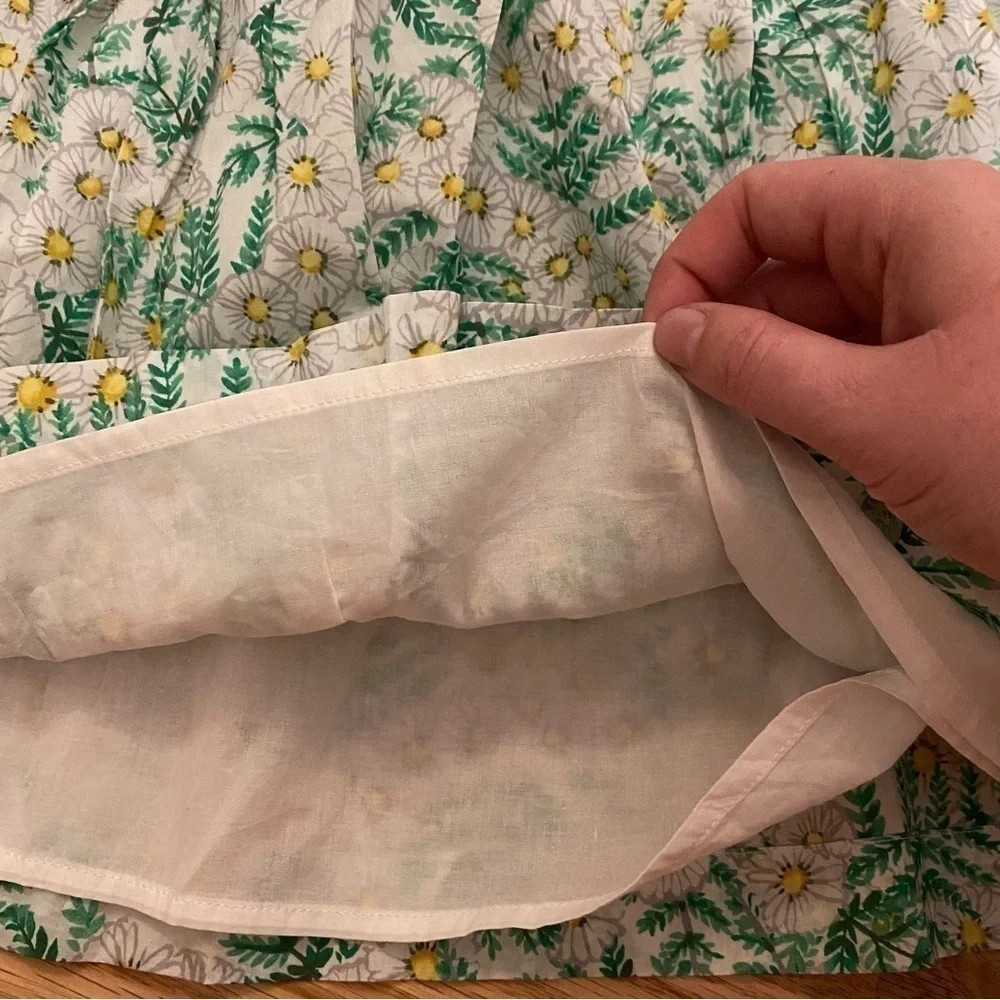 Gymboree Daisy Print Dress Sz Large 10-12 Green White Yellow Kids Girls